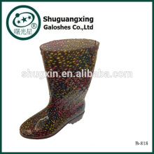 Botas de chuva Gumboots Moda Feminina Preto Brilhante B-818